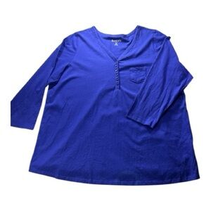 Roaman's Blue V-Neck Top Sz 2X